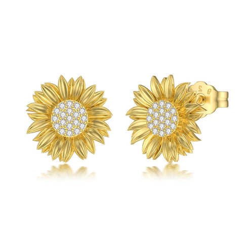 14K Yellow Gold Sunflower Earrings for Women Solid Gold Earrings Jewelry Gifts for Her