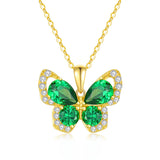 14K Gold 5A Cubic Zircons Butterfly Pendant Necklace