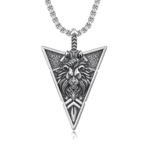 Sterling Silver Viking Dragon Eagle Wolf Animal Pendant Necklace for Men