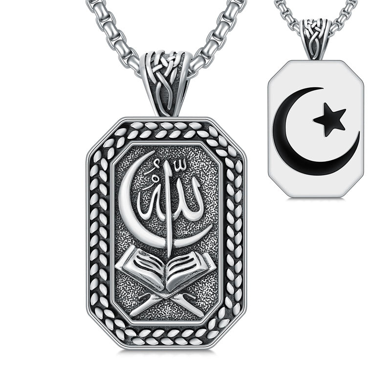Sterling Silver Islamic Allah Religious Pendant Necklace– romanticwork