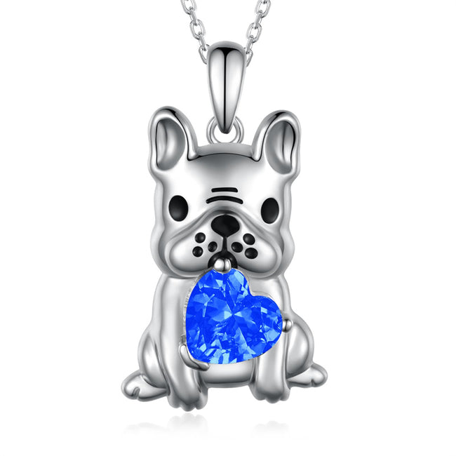 Dog Necklace for Women 925 Sterling Silver French Bulldog Necklace Pug Frenchie Gifts for Daughter Granddaughter Girls Women