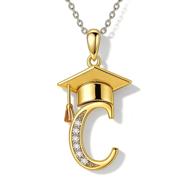 Initial  Graduation 14K Gold Plated Inspiring Grad Pendant Necklace Graduations Jewelry Gifts