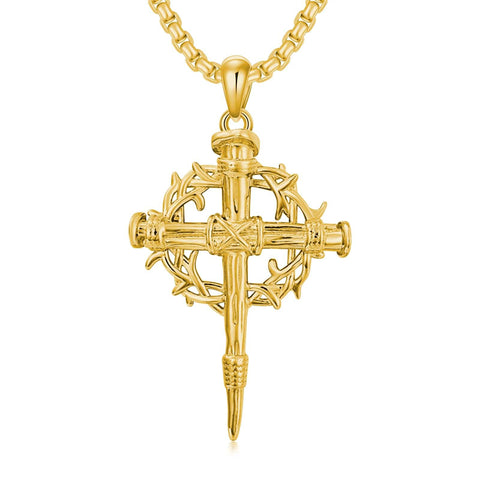 Sterling Silver Nail Cross Pendant Necklace for Men