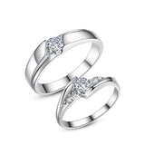 Copper Cubic Zirconia Cubic Adjustable Matching Couple Rings