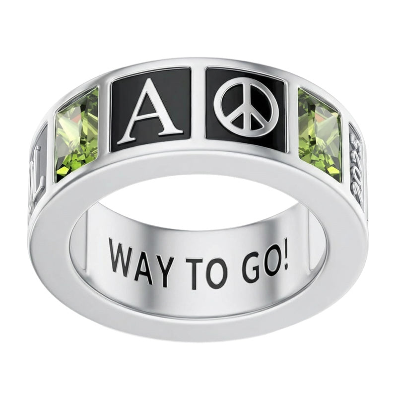 Sterling Silver 10K 14K 18K Gold Personalized Birthstone Pattern High School College Class Ring