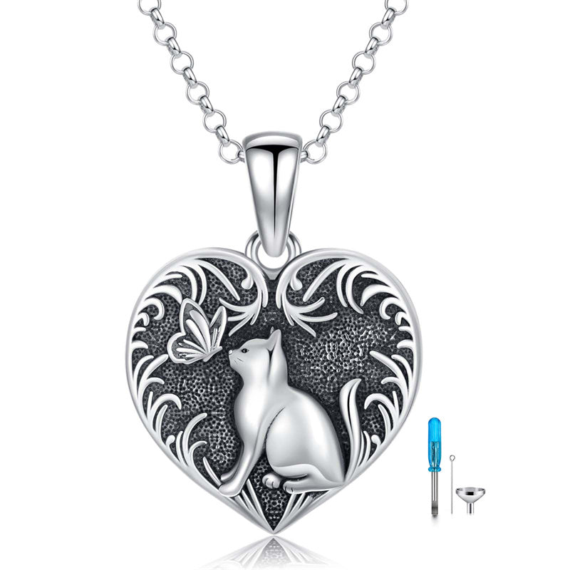 Sterling Silver Heart Rabbit Dog Cat Butterfly Dragonfly Hummingbird Wolf Urn Necklace for Ashes
