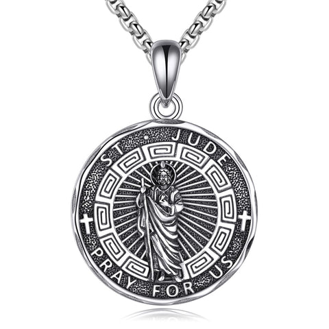 Sterling Silver Saint Gabriel,Saint Jude,Saint Benedict,Saint Patrick ,Saint Peregrine Pendant Necklace