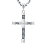 Sterling Silver Cross Christian Pendant Necklace for Men