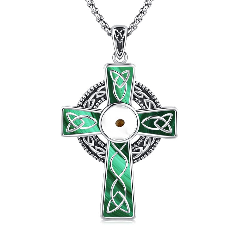 14K Gold Plated Celtic Vikin Cross Pendant Necklace Irish Jewelry Religious Protective Gift