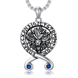 Sterling Silver Viking Dragon Eagle Wolf Animal Pendant Necklace for Men