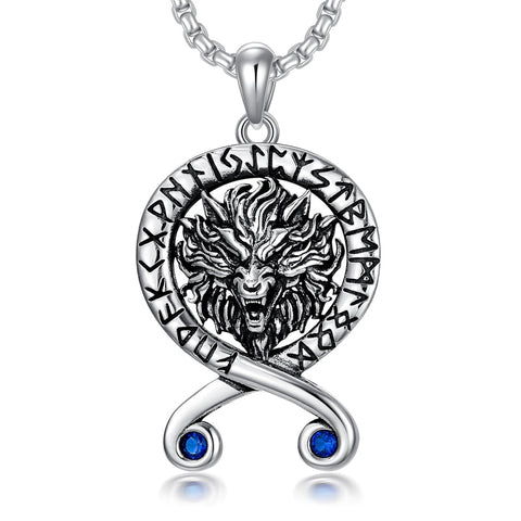 Sterling Silver Viking Dragon Eagle Wolf Animal Pendant Necklace for Men