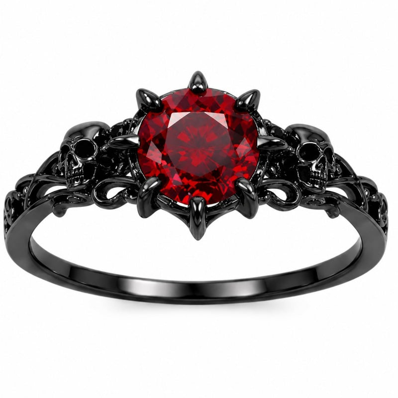 Sterling Silver 10K 14K 18K Gold Personalized Gothic Skull Ring Exquisite Spooky Jewelry for Halloween Lovers