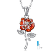 Sterling Silver Rose Flower Urn Necklace for Ashes
