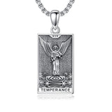 Sterling Silver Lovers Hierophant Magician Three of Swords Wheel of Fortune SkeletonTarot Card Pendant Necklace