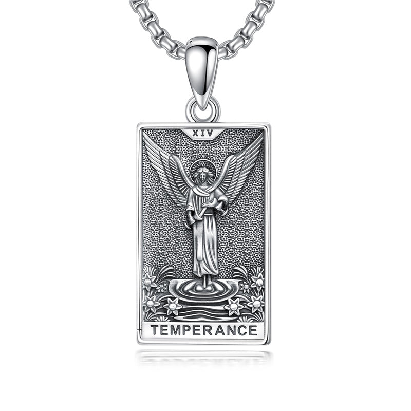 Sterling Silver Lovers Hierophant Magician Three of Swords Wheel of Fortune SkeletonTarot Card Pendant Necklace
