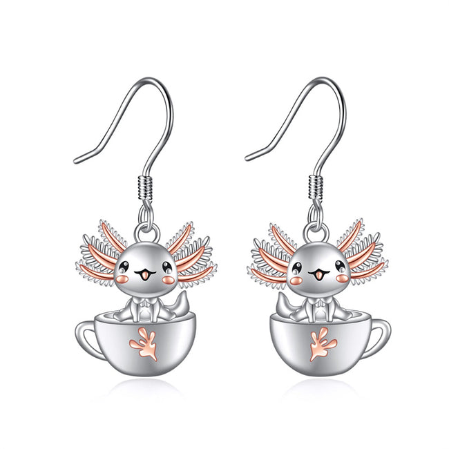 Drop Earrings for Women 925 Sterling Silver Teacup Dangle Earrings for Girls Cute Animal Earrings Animal Jewelry Gift