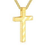 14K Gold Plated Bible Verse American Flag Cross Necklac for Men