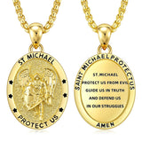 Patron Saint Medals Protection  14K Gold Plated Necklace for Men