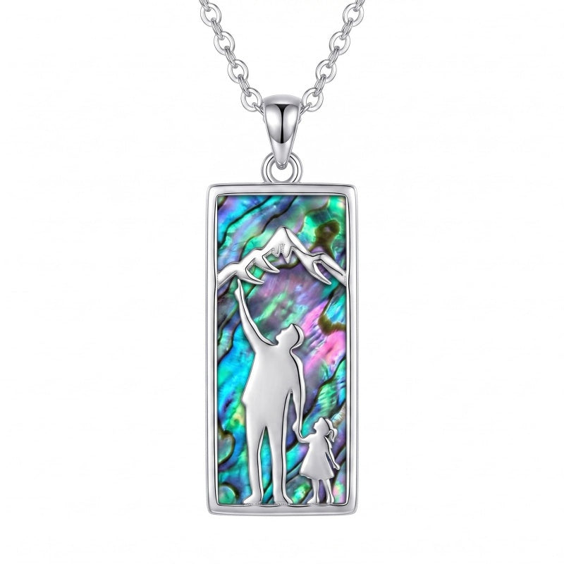 Sterling Silver Abalone Shell Tarot Card Pendant Necklace Gifts for Birthday Halloween Anniversary Valentine’s Day