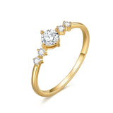 14K Solid Yellow Gold Ring for Women, Real Gold Dainty Wedding Engagement Eternity Bridal Ring Love Jewelry for Her