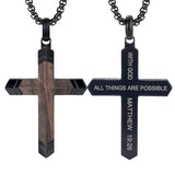 14K Gold  Plated Wooden Cross Crucifix Pendant Necklace for Men