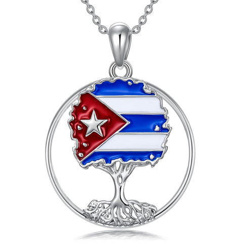 Sterling Silver Butterfly Frog Tree of Life Puerto Rico Flag Pendant Necklace
