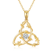 Solid 14K Yellow Gold Triquetra Trinity Knot Necklace for Women Art Deco Design Irish Trinity Knot Necklace Good Luck Jewelry Gifts for Her