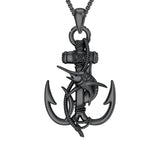 Sterling Silver Earth Swordfish Trident Compass Anchor Pendant Necklace