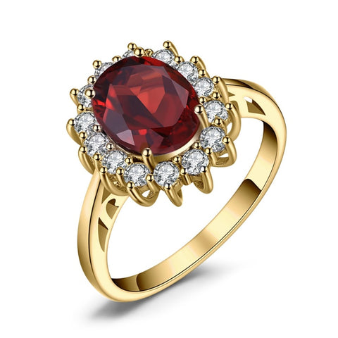 14K Yellow Gold Plated Birthstone Halo Engagement Rings for Women