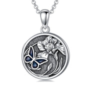 Sterling Silver Butterfly Photo Locket Necklace