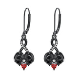 Sterling Silver Cubic Zircon Skull Leverback Earrings