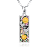 Sterling Silver Abalone Shell Bar Cardinal Bee Butterfly Hummingbird Dragonfly Phoenix Pendant Necklace for Women