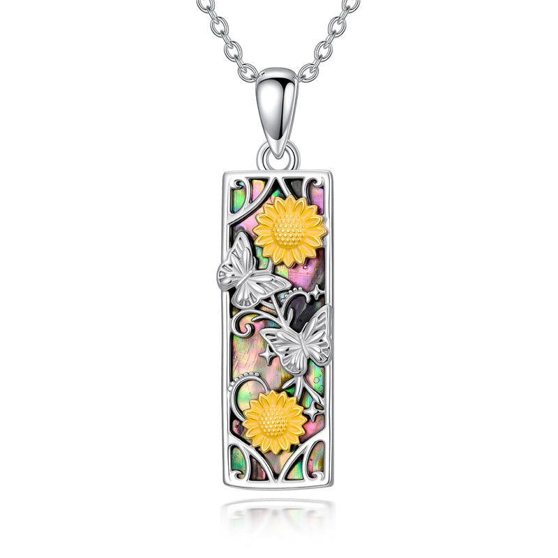 Sterling Silver Abalone Shell Bar Cardinal Bee Butterfly Hummingbird Dragonfly Phoenix Pendant Necklace for Women