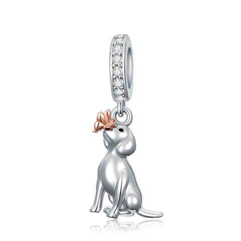 Sterling Silver Cubic Zirconia Yorkshire Boston Terrier Chihuahua Dachshund  Bead Charms