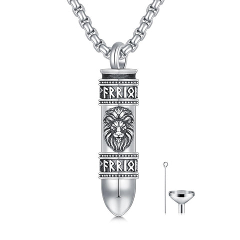 Sterling Silver Bear Lion Eagle Compass Tree of Life Bullet Urn Necklaces for Ashes