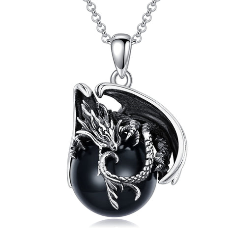 Sterling Silver Viking Dragon Eagle Wolf Animal Pendant Necklace for Men