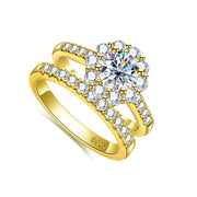 Sterling Silver Main Stone 1CT Round Cut  Moissanite Wedding Rings Set Promise Anniversary Engagement Bridal Rings