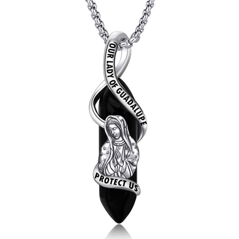 Saint Michael Necklace 925 Sterling Silver Pendant Crystal Catholic Religion Protection Jewelry Gifts for Women Men