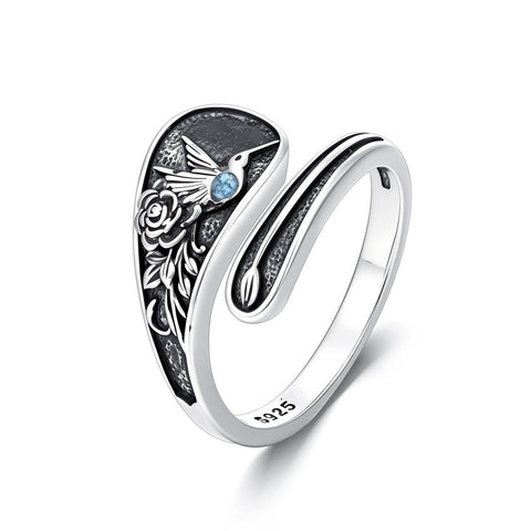 Sterling Silver Dragonfly Jesus Fish Adjustable Spoon Ring for Women
