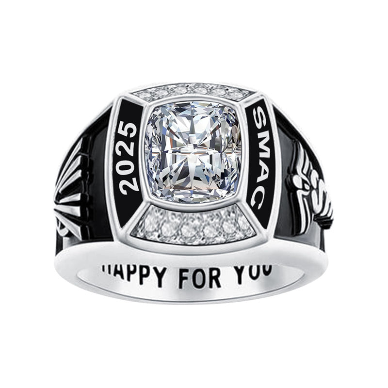 Sterling Silver Personalized Birthstone Engraved Class Ring Graduation ...