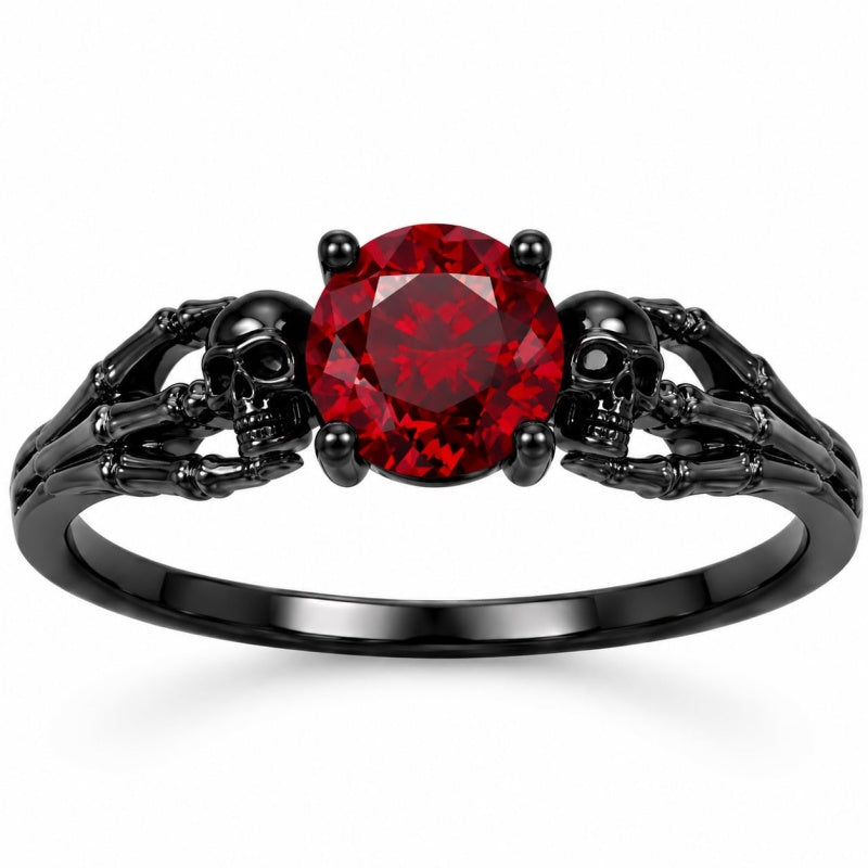 Sterling Silver 10K 14K 18K Gold Personalized Gothic Skull Ring Exquisite Spooky Jewelry for Halloween Lovers