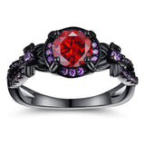 Copper Created Opal Mystic Topaz Amethyst Garnet Eternity Ring for Women