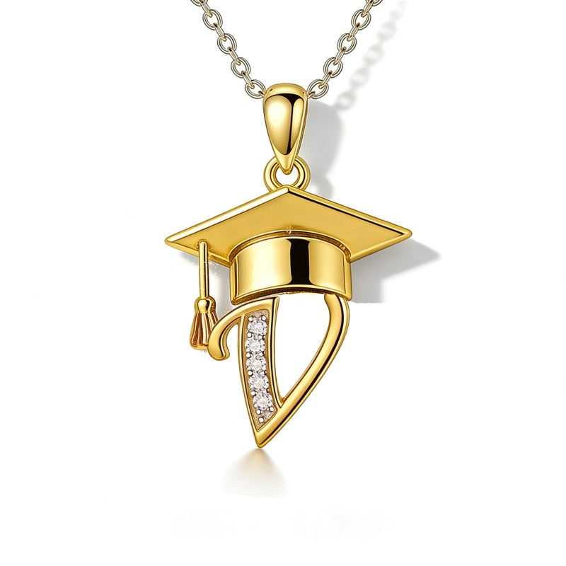 Initial  Graduation 14K Gold Plated Inspiring Grad Pendant Necklace Graduations Jewelry Gifts