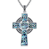 14K Gold Plated Celtic Vikin Cross Pendant Necklace Irish Jewelry Religious Protective Gift