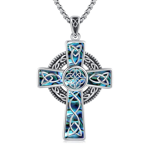 14K Gold Plated Celtic Vikin Cross Pendant Necklace Irish Jewelry Religious Protective Gift