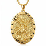 14K Gold Plated Saint Medal Christian  Pendant Necklace for Men