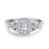 Sterling Silver 10K 14K 18K Gold  Personalized Engraved Moissanite Celtic Knot Wedding Engagement Ring