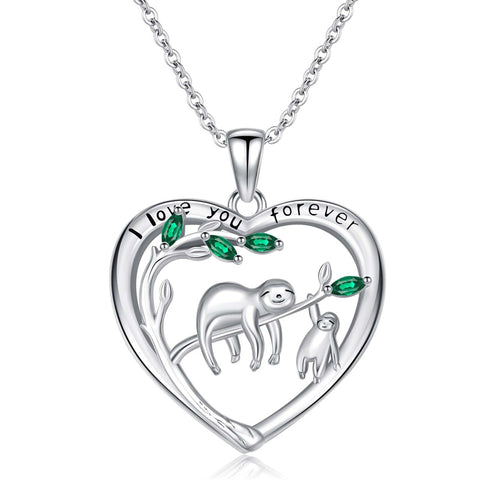 Sterling Silver Raccoon Dolphin Sea Otter Wolf Sloth Mother Daughter Pendant Necklace