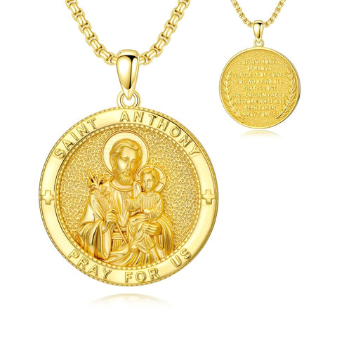 Patron Saint Medal Gold Plated Catholic Pendant Christian Religious Necklace Amulet Jewelry