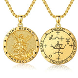14K Gold Plated Saint Medal Christian  Pendant Necklace for Men